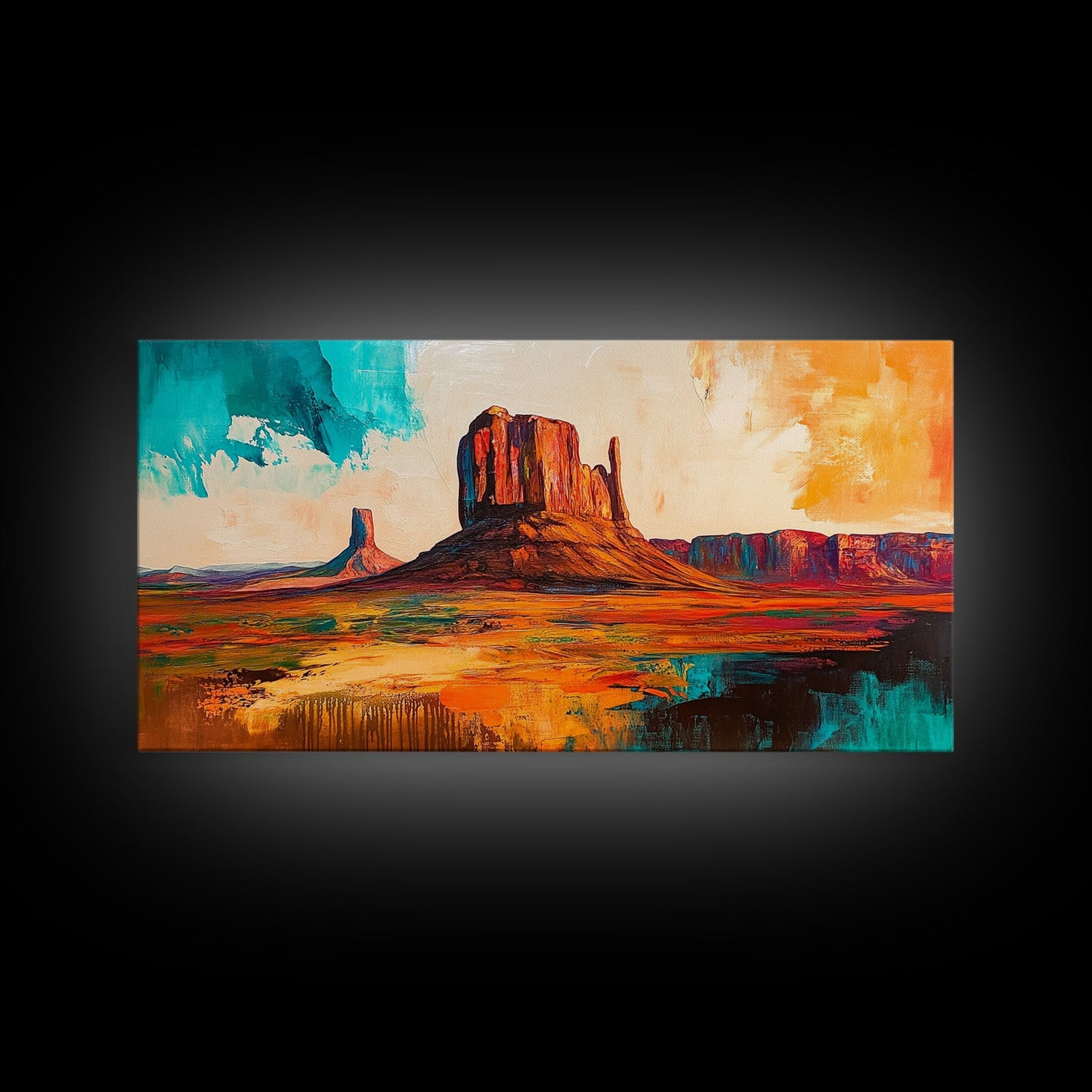 Südwestliche Landschaft, Joshua-Baum-Kunst, Wüstenmalerei, Wandkunst aus dem Südwesten, gerahmter Leinwanddruck, Berglandschaft, rustikale Wandkunst