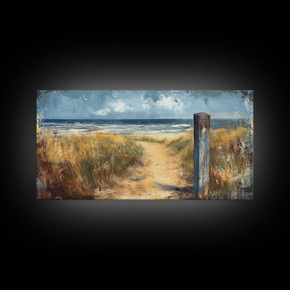 Küstenweg, Küstenlandschaftskunst, nautische Dekoration, Seestückmalerei, Küstenmalerei, Strandhausdekoration, Leinwanddruck