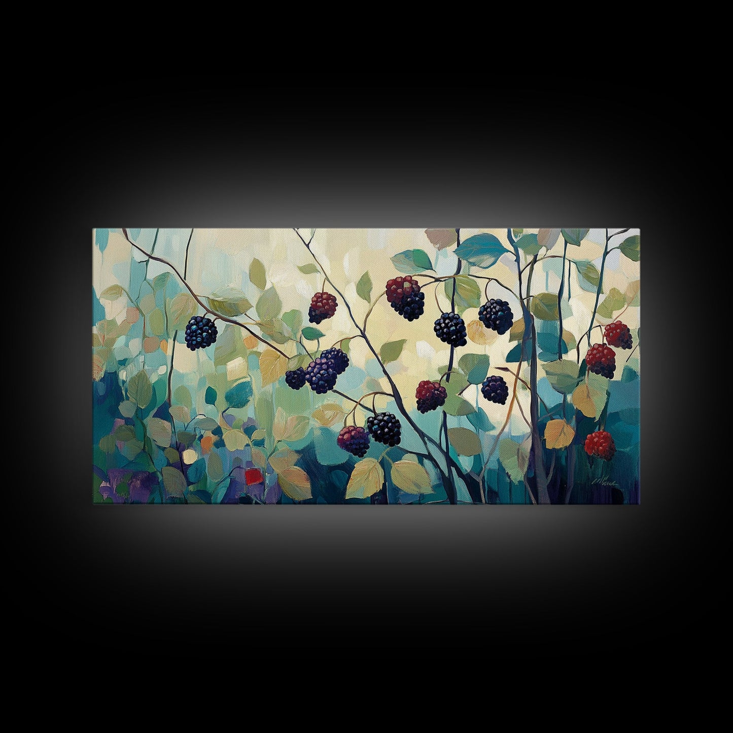 Brombeeren, Sommerbeeren, Leinwanddruck, botanische Drucke, Wandbild „Früchte des Geistes“, Wildblumenbild, Küchenbild