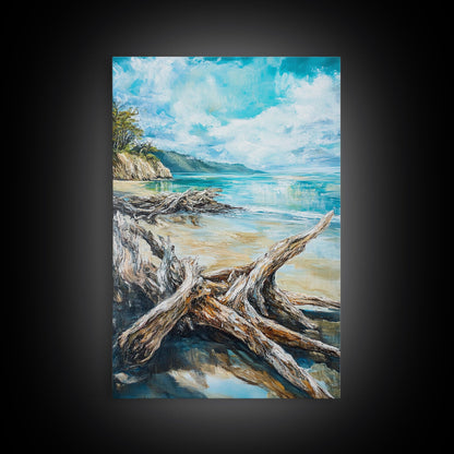 Beach, coastal painting, ocean painting, landscape painting, framed canvas print, lake Tahoe art, nautical wall art, beach house decor