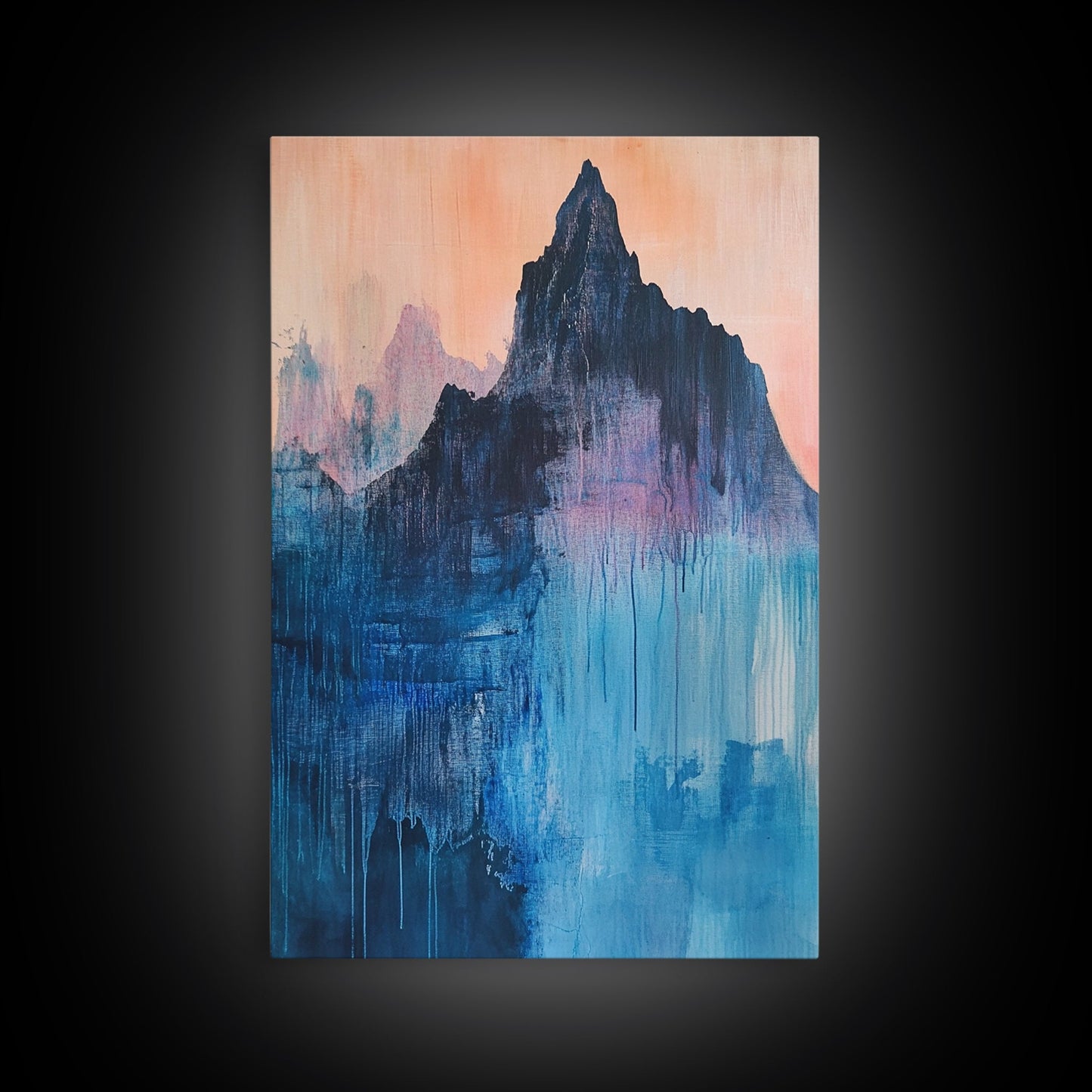 Mystic Peak, Smoky Mountain Art, Landscape Painting, Moody Art, Mountain Painting, Canvas Print, Rustic Decor, Bedroom Art