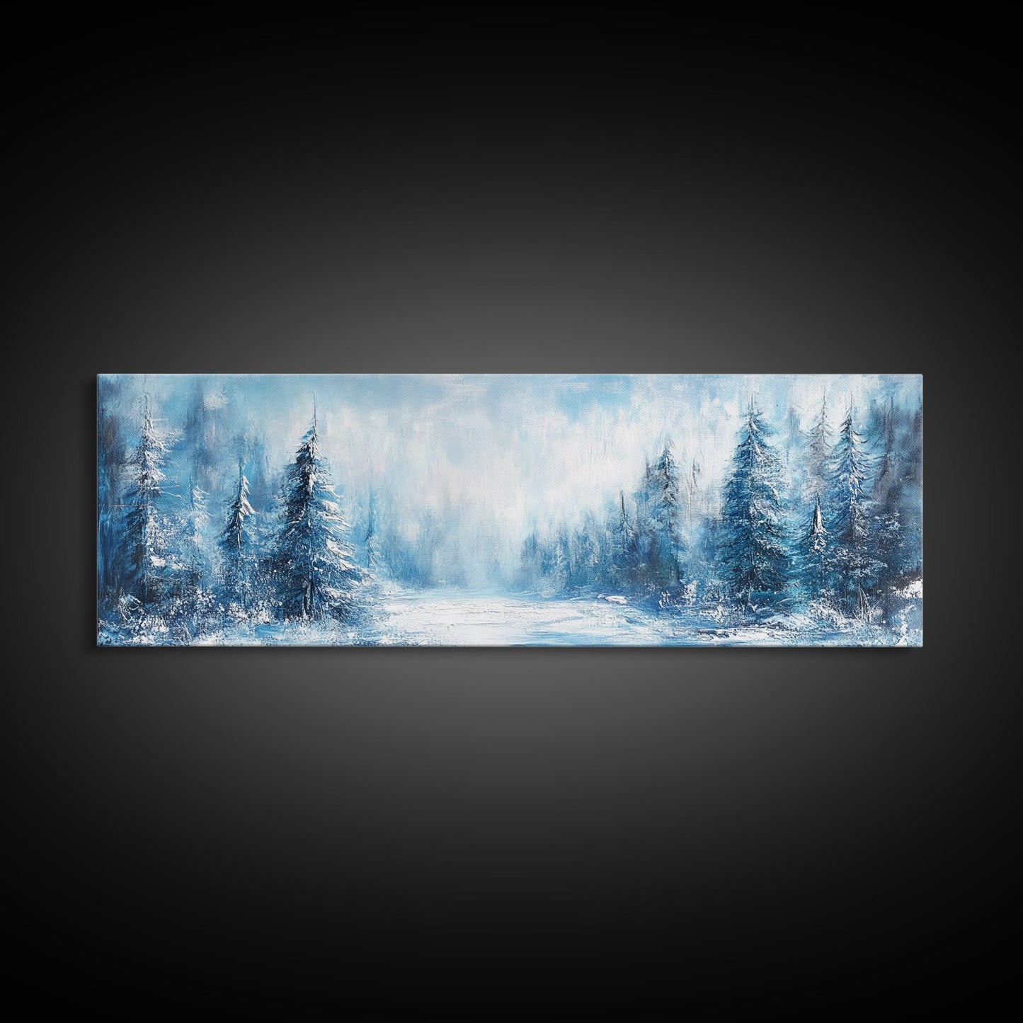 Winter Wonderland Framed Canvas Print, Snowy Forest Wall Art, Christmas Home Decor, Scandinavian Winter Art, Cozy Cabin Wall Art