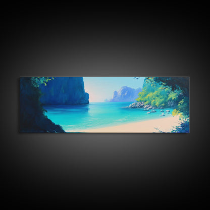 Hidden Beach Cove Canvas Print Tropical Landscape Wall Art Coastal Nature Decor Living Room Office Relaxing Ocean Gift