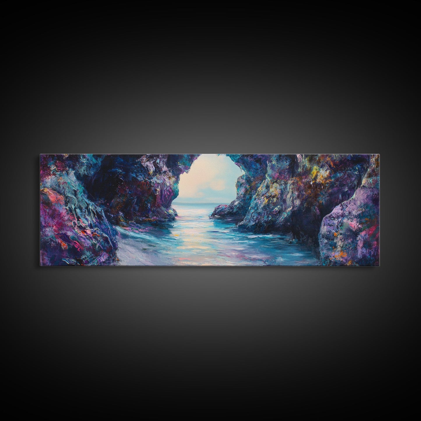 Enchanted Ocean Cave Canvas Print Mystical Coastal Wall Art Vibrant Seascape Home Decor Living Room Nature Lover Gift