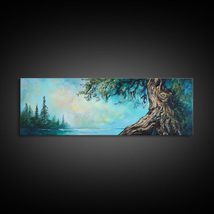 Ancient Tree Serenity Canvas Print Majestic Nature Painting Mystical Forest Art Peaceful Landscape Large Wall Art Living Room