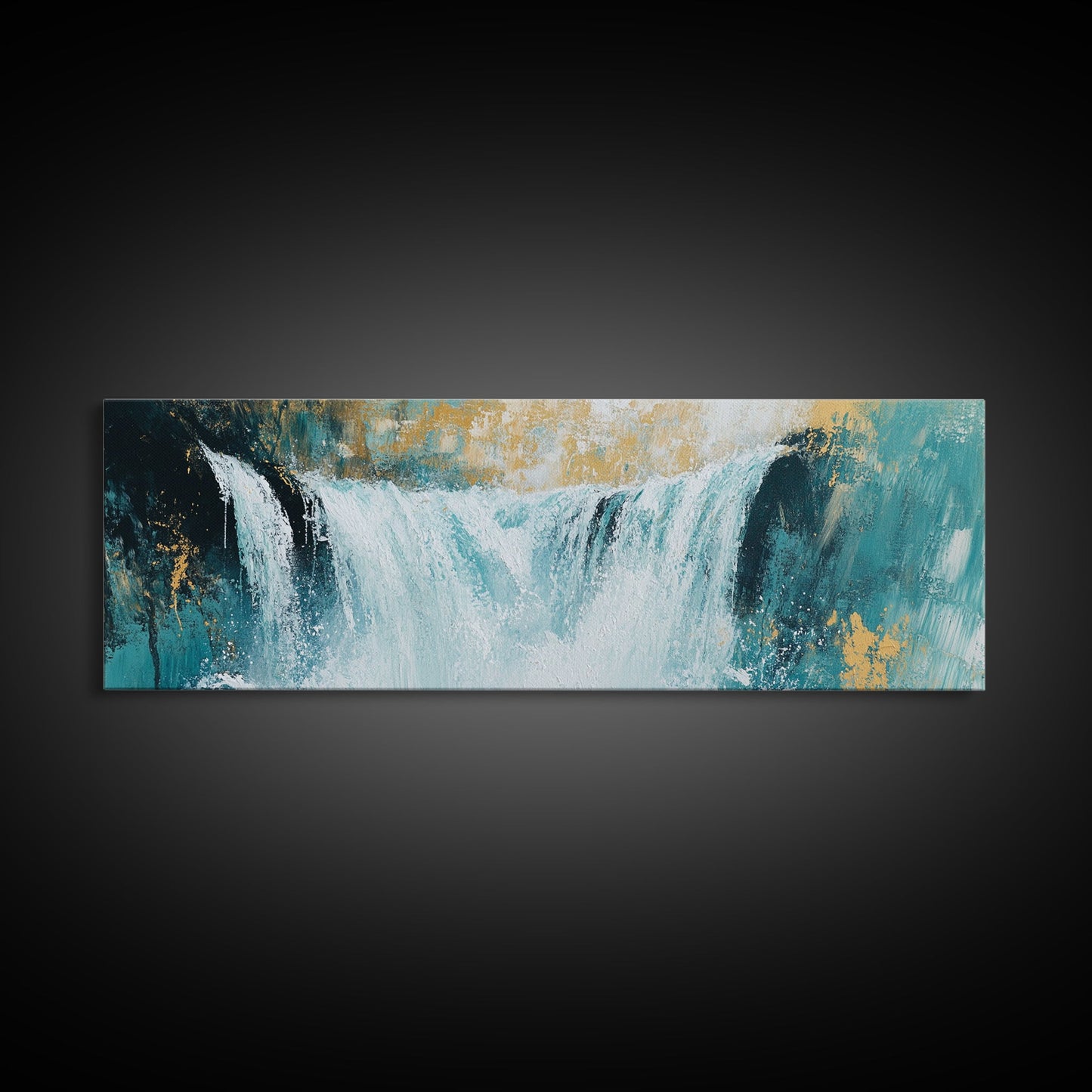 Majestic Waterfall Scene Framed Canvas Print Nature Landscape Painting, Living Room Wall Art, Tranquil River Artwork, Rustic Decor