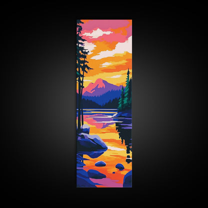 Vibrant Horizon, Fiery Sunset, Framed Canvas Print, Bold Sky Art, Modern Wall Decor, Living Room Accent, Nature Inspired Gift