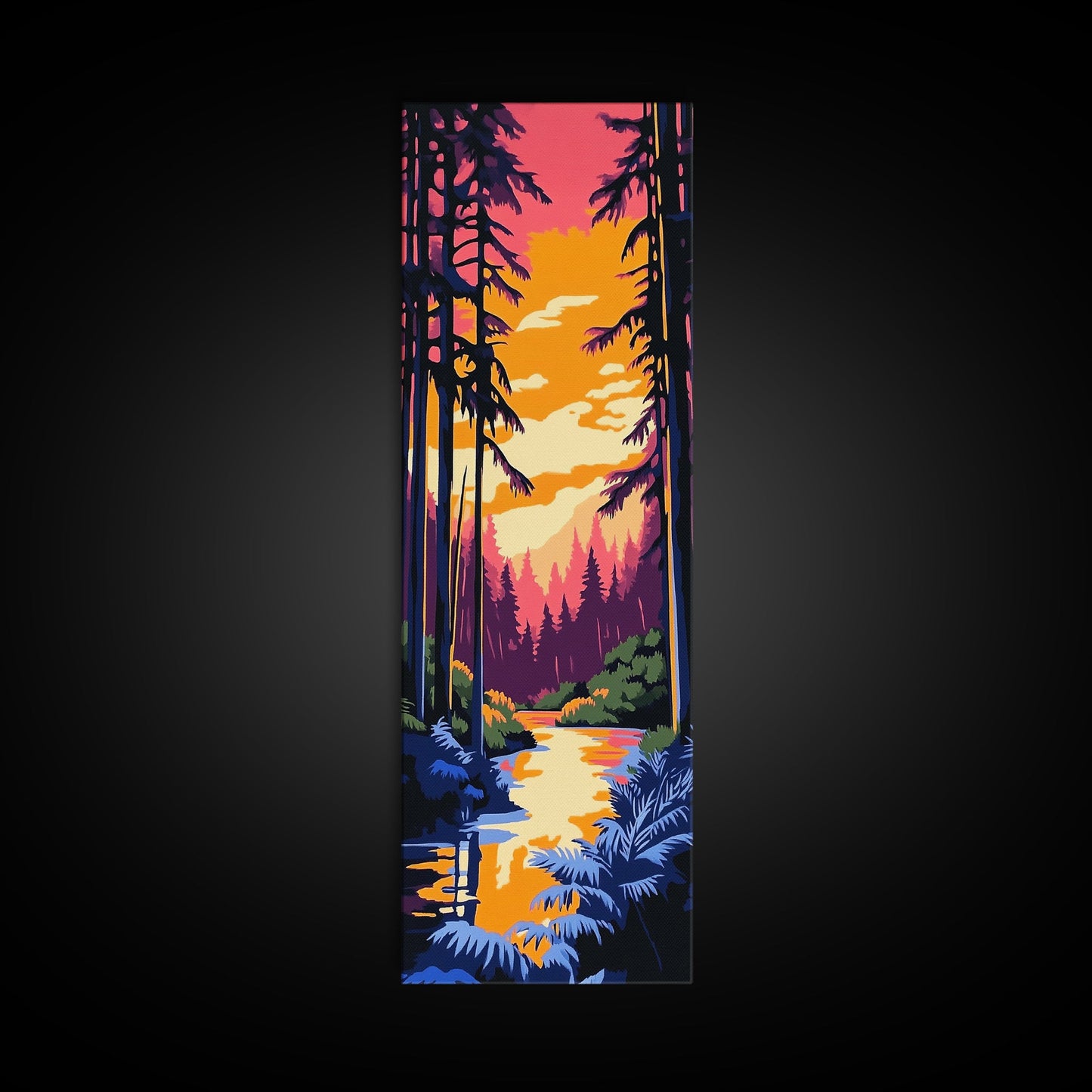 Forest Sunset, Tranquil Nature Art, Woodland Canvas Print, Boho Wall Decor, Autumn Home Art, Living Room Wall Art, Cozy Decor