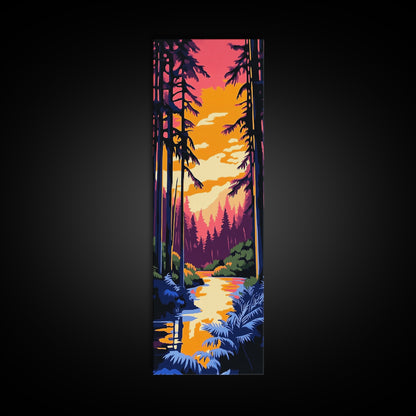 Forest Sunset, Tranquil Nature Art, Woodland Canvas Print, Boho Wall Decor, Autumn Home Art, Living Room Wall Art, Cozy Decor