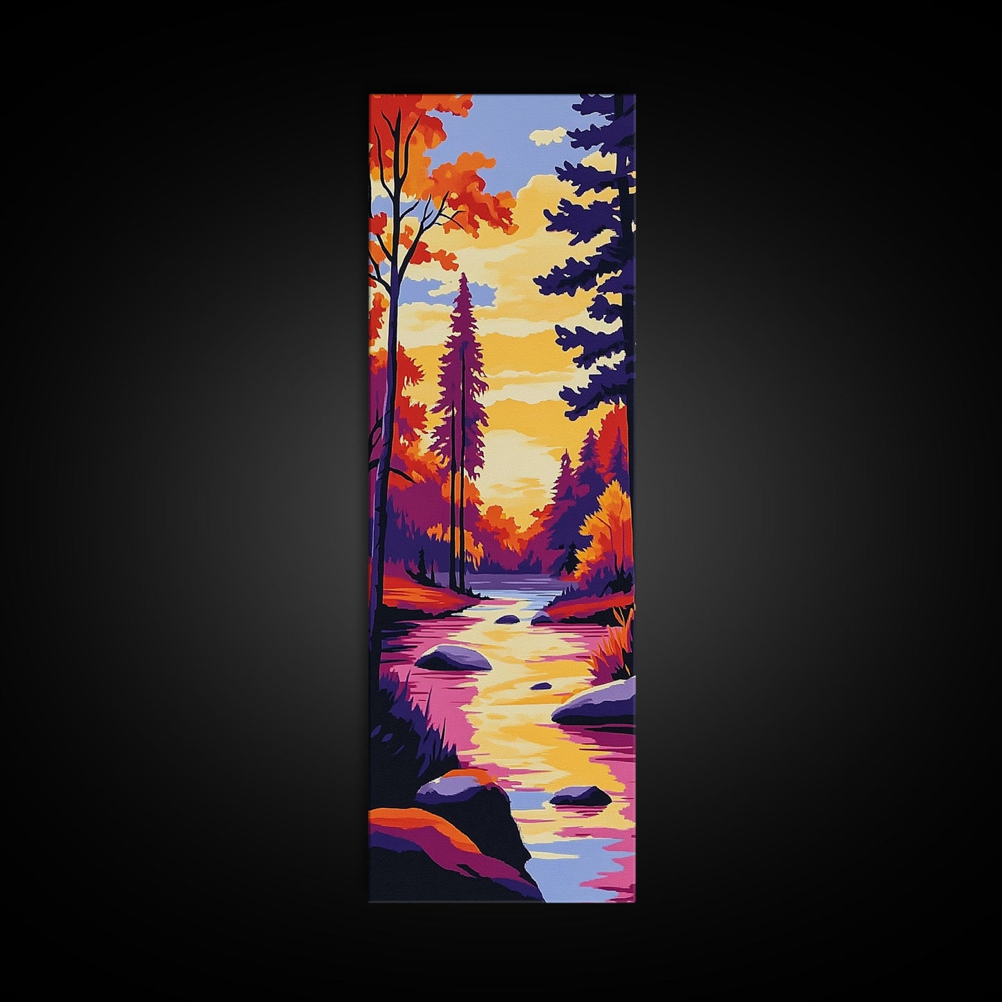 Autumn River, Forest Wall Art, Cozy Fall Decor, Nature Canvas Print, Cabin Home Art, Rustic Living Room Decor, Landscape Art