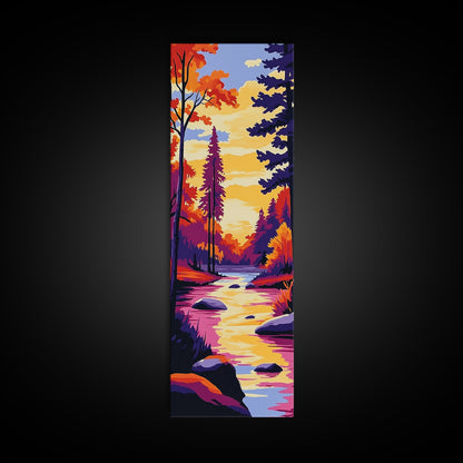 Autumn River, Forest Wall Art, Cozy Fall Decor, Nature Canvas Print, Cabin Home Art, Rustic Living Room Decor, Landscape Art