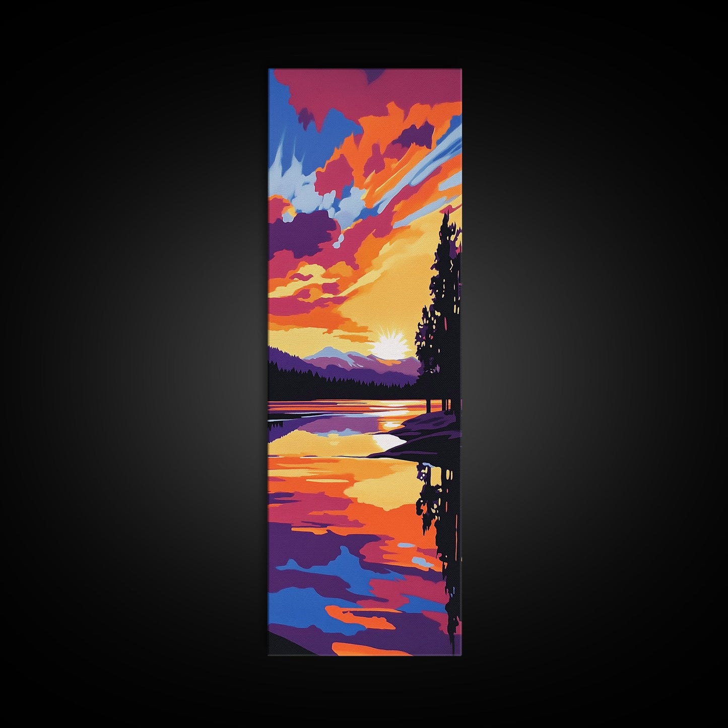 Sunrise Over Water, Majestic Landscape, Coastal Retreat, Relaxing Wall Art, Sunset Lover Gift, Framed Canvas Print, Bohemian Decor