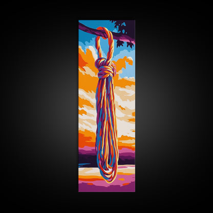 Hanging Rope, Nautical Art, Framed Canvas Print, Coastal Wall Art, Rustic Home Decor, Beach House Art, Minimalist Nature Painting