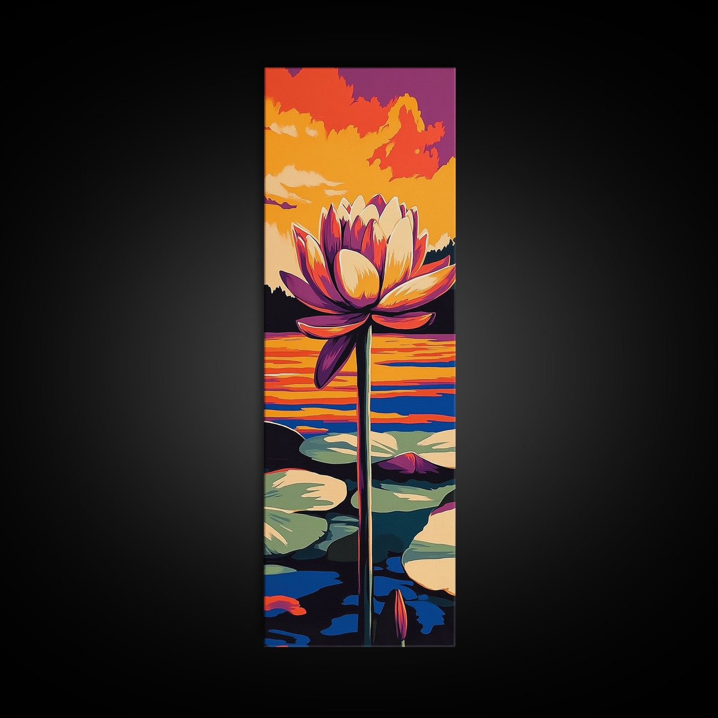 Water Lily, Serene Lake, Nature Art, Framed Canvas Print, Zen Home Decor, Peaceful Wall Art, Meditation Room Print, Botanical Painting