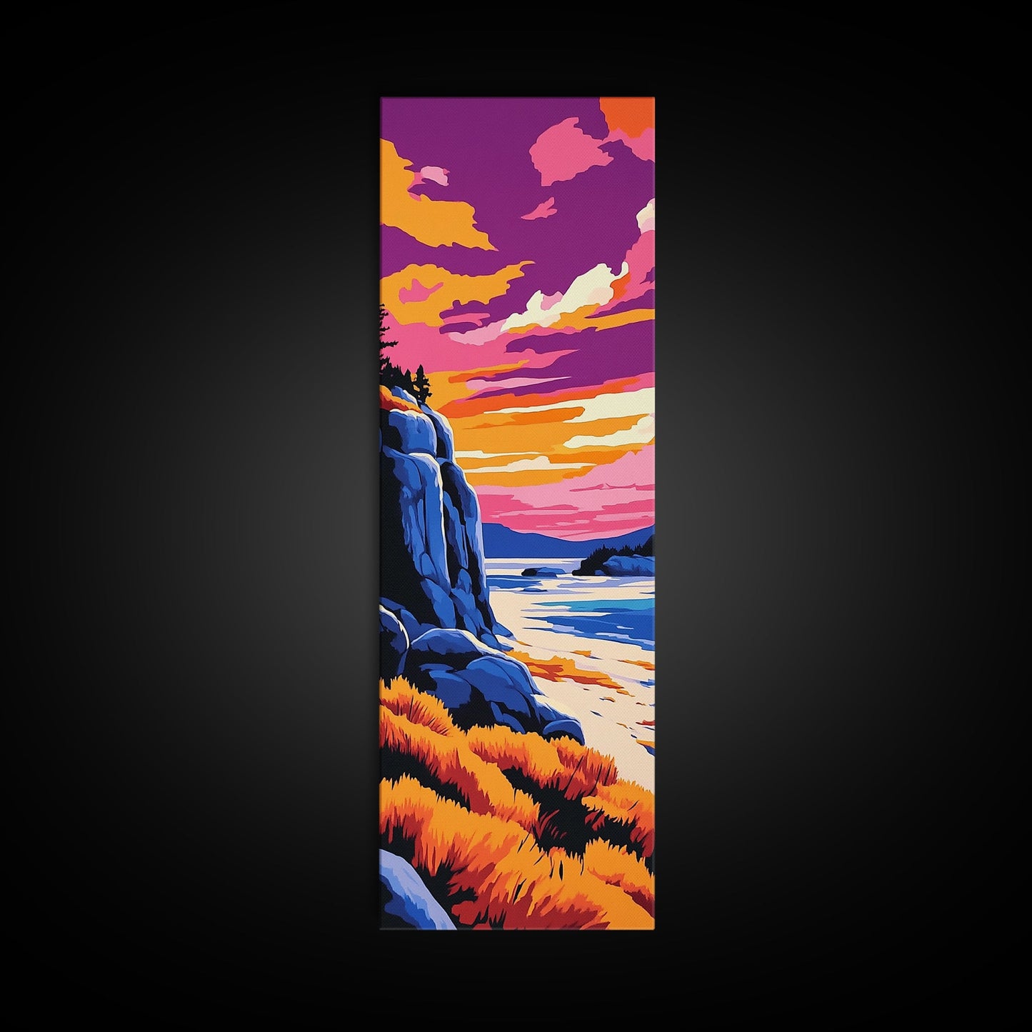 Ocean View, Sunset Sky, Coastal Art, Canvas Print, Living Room Wall Art, Nautical Art, Fall Colors, Bold Home Decor, Gift Idea