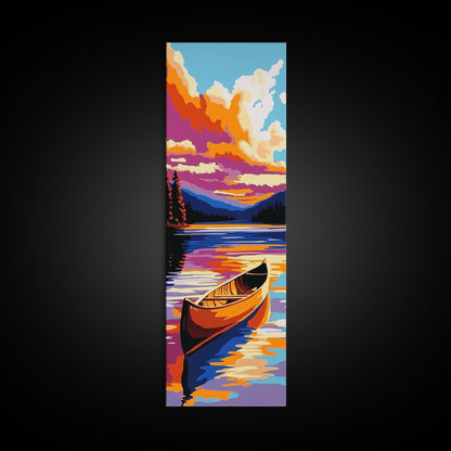 Canoe Reflection, Lake Serenity, Framed Canvas Print, Rustic Cabin Decor, Fall Adventure Art, Wall Hanging, Outdoor Enthusiast Gift