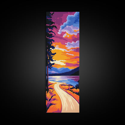 Autumn Lake, Fall Foliage Reflection, Cozy Cabin Decor, Seasonal Nature Artwork, Framed Canvas Print, Warm Tones, Woodland Scene