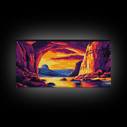 Canyon View, River Sunset, Majestic Landscape, Southwest Decor, Warm Tones, Nature Escape, Living Room or Office, Framed Canvas Print