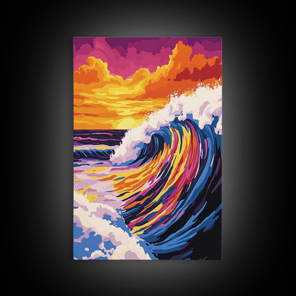 Ocean Wave, Surf Art, Coastal Canvas, Vibrant Seascape, Beach House Decor, Large Canvas Print, Modern Beach Wall Art