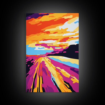 Desert Road, Sunset, Adventure, Canvas Print, Southwest Landscape, Travel Wall Art, Wanderlust Decor, Road Trip, Boho Home Style