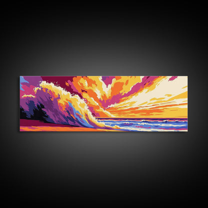 Ocean Wave, Beach Canvas Print, Vibrant Coastal Art, Tropical Wall Art, Framed Canvas Print, Surfing Decor, Colorful Seascape Painting