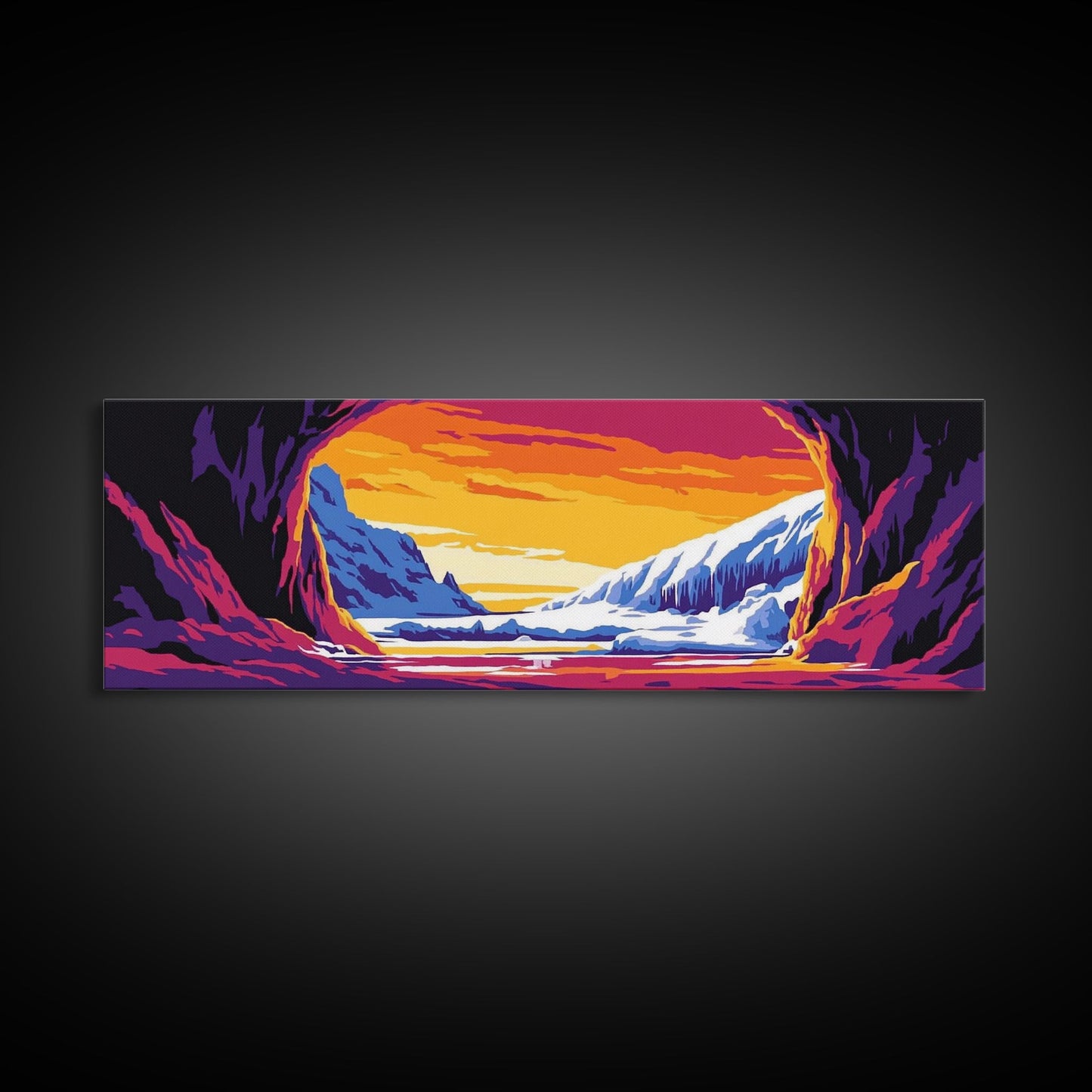 Arctic Cave, Winter Landscape, Nature Escape, Mountain Snow, Chill Tones, Adventure Vibes, Man Cave Art, Canvas Print