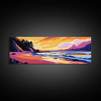 Ocean Waves, Beach Sunset, Coastal Serenity, Seaside Home Decor, Canvas Print, Relaxing Living Room Wall Art, Vibrant Nature Art