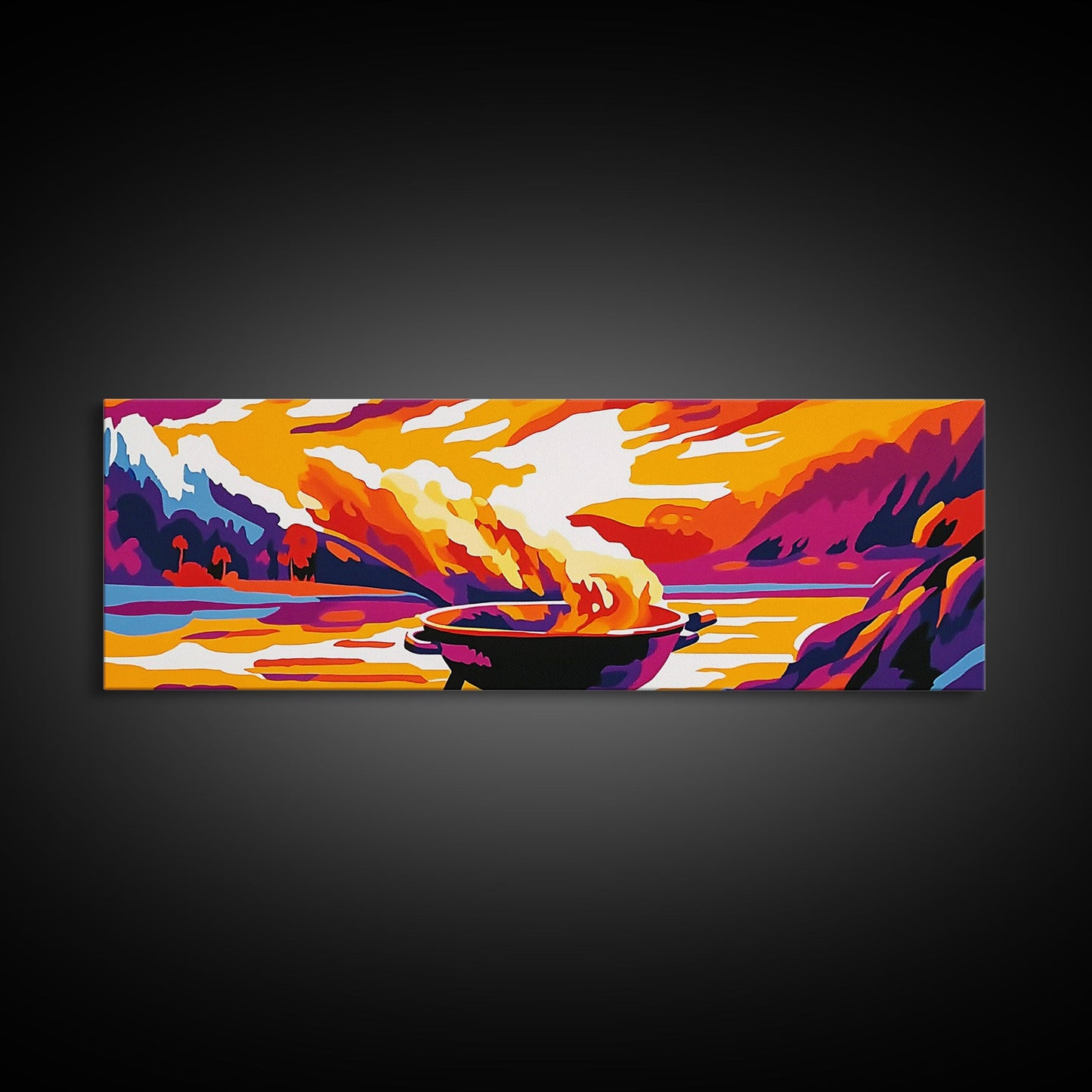 Campfire, Mountain Sunset, Wilderness Art, Canvas Print, Outdoor Enthusiast Gift, Rustic Decor, Living Room Wall Art, Warm Tones