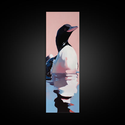 Loon, Water Bird, Wildlife, Nature Wall Art, Cabin Decor, Lake House Art, Animal Portrait, Minimalist Painting, Canvas Print