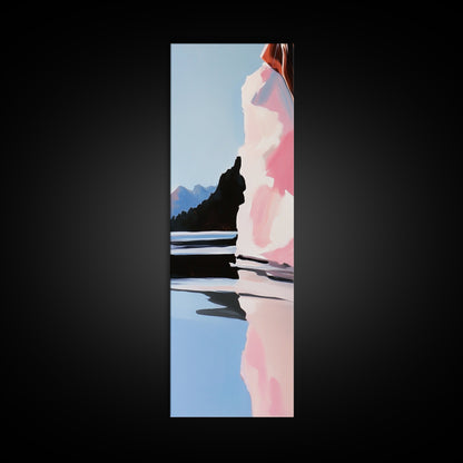 Scenic Lakeside, Moody Landscape, Framed Canvas Print, Nature Art, Soft Earthy Colors, Living Room Wall Art, Modern Minimalist