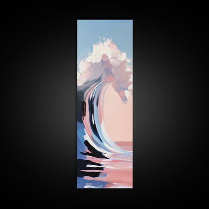 Pink Wave, Ocean Motion, Abstract Surf, Framed Canvas Print, Coastal Wall Art, Living Room Wall Art, Minimalist Aesthetic, Beach Vibes