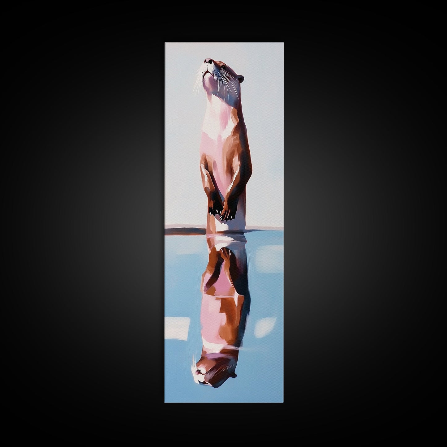 Otter Reflection, Wildlife Art, Nature Photography, Cute Animal, Minimalist Art, Boho Style, Unique Gift, Canvas Print