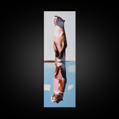 Otter Reflection, Wildlife Art, Nature Photography, Cute Animal, Minimalist Art, Boho Style, Unique Gift, Canvas Print
