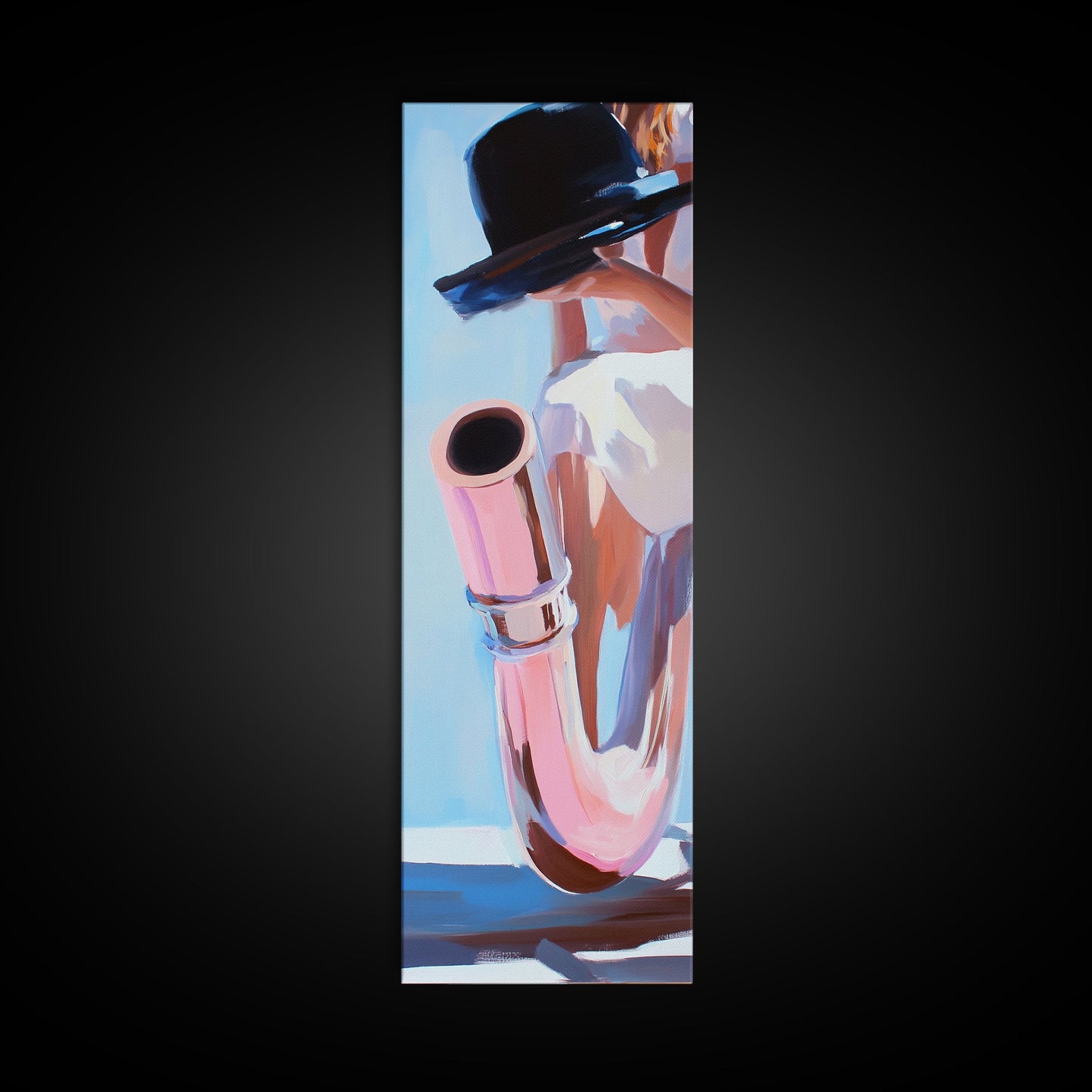 Saxophone, Jazz Music, Artistic Musician Art, Modern Wall Decor, Chic Abstract Painting, Music Room Accent, Framed Canvas Print