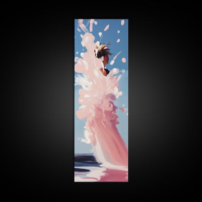 Ocean Splash, Surfer Girl, Dynamic Beach Art, Coastal Living, Vibrant Water Painting, Energetic Waves, Framed Canvas Print