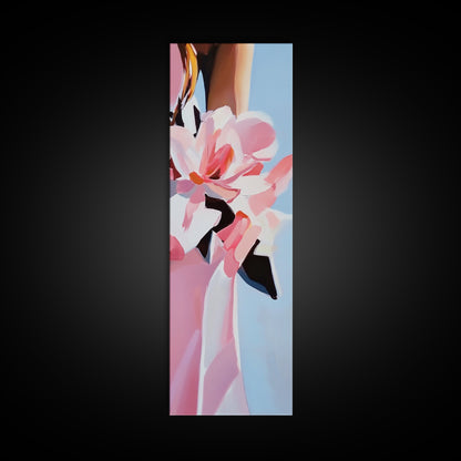 Pink Flowers, Floral Elegance, Feminine Botanical Art, Chic Wall Decor, Romantic Aesthetic, Modern Bloom Painting, Framed Canvas Print