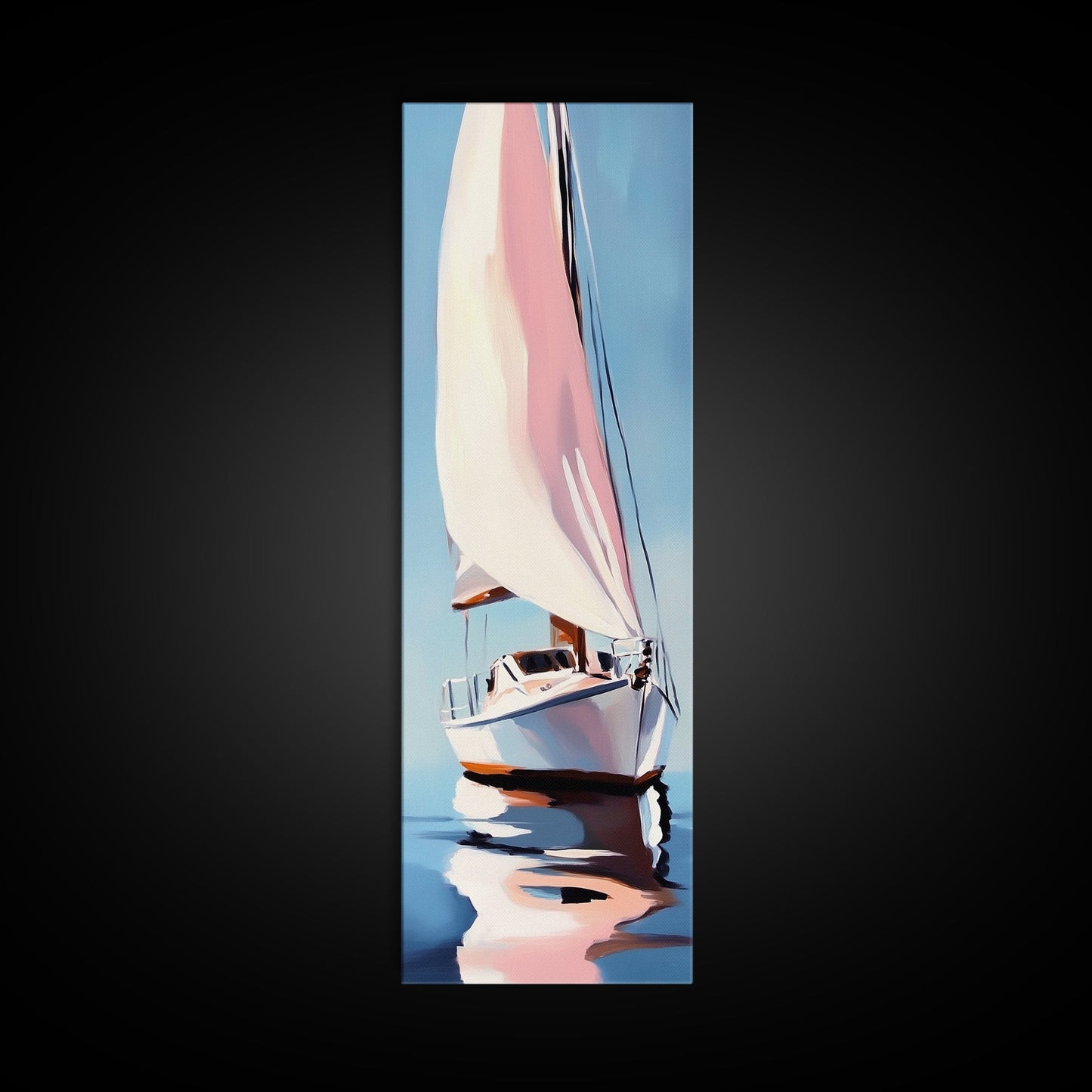 Sailboat Reflection, Nautical Painting, Coastal Wall Art, Canvas Print, Ocean Lover Gift, Modern Seascape, Beach House Decor