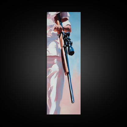 Sniper, Tactical Art, Framed Canvas Print, Military Inspired Decor, Dark Aesthetic, Action Movie Art, Office or Man Cave Wall Art