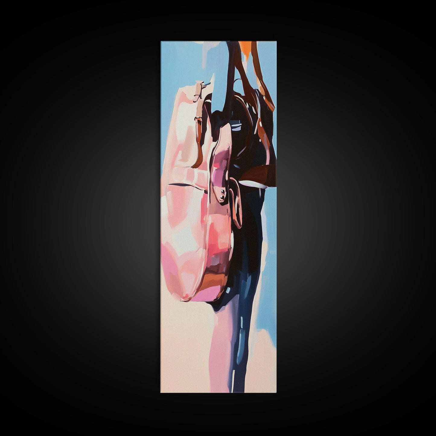 Travel in Style, Chic Handbag Painting, Modern Fashion Decor, Soft Pastel Aesthetic, Minimalist Wall Art, Elegant Home, Canvas Print