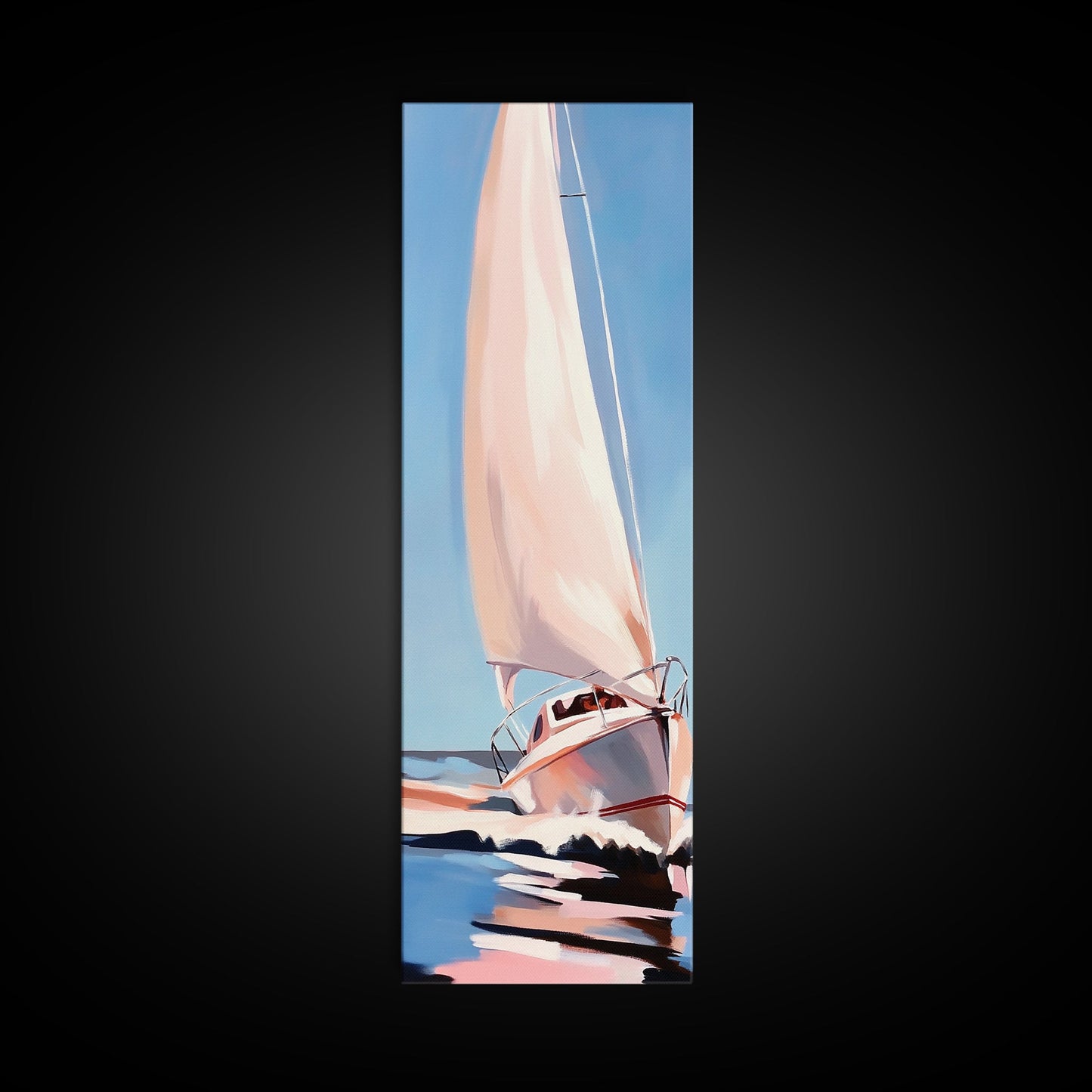 Segeltraum, Nautische Abenteuerkunst, Sanfte Pastell-Meereslandschaft, Elegante Küstendekoration, Minimalistische Meeresszene, Gerahmter Leinwanddruck