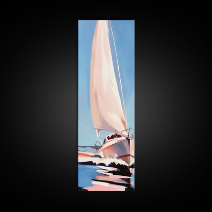 Segeltraum, Nautische Abenteuerkunst, Sanfte Pastell-Meereslandschaft, Elegante Küstendekoration, Minimalistische Meeresszene, Gerahmter Leinwanddruck