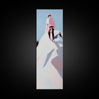 Mountain Climber, Winter Summit, Adventure Art, Framed Canvas Print, Minimalist Decor, Modern Office Art, Inspiring Wall Art, Gift Idea