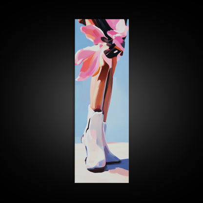 White Cowboy Boots, Boho Fashion, Stylish Art, Framed Canvas Print, Western Wall Decor, Country Chic, Dressing Room Artwork, Gift Idea