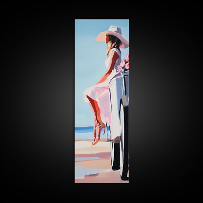 Sunset Cowgirl, Western Fashion, Feminine Art, Canvas Print, Modern Country Decor, Chic Bedroom Wall Art, Stylish Home Accent, Gift Idea