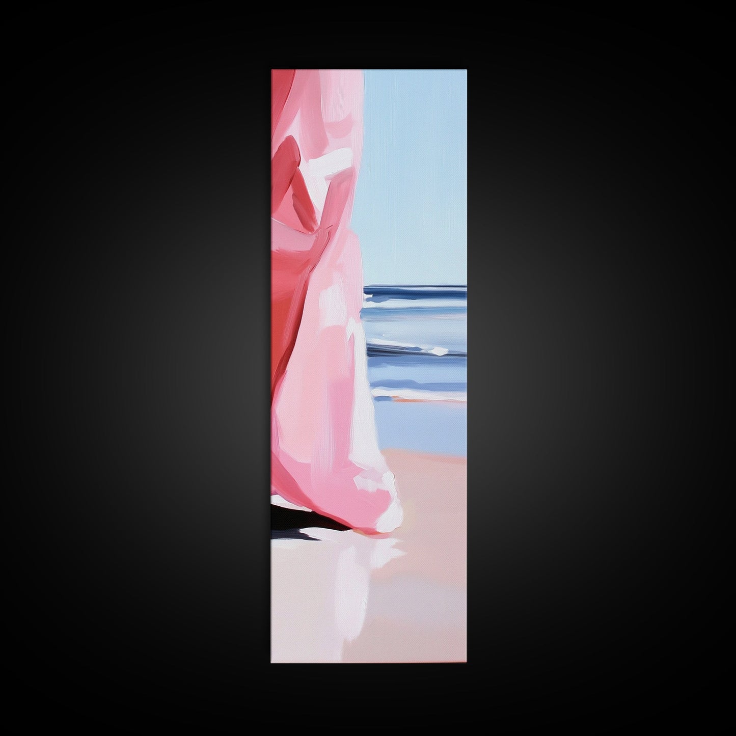 Windswept Dress, Ocean Breeze Art, Soft Pastel Coastal Decor, Feminine Beach Aesthetic, Modern Abstract Art, Canvas Print, Bedroom Wall Art