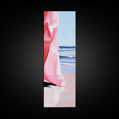 Windswept Dress, Ocean Breeze Art, Soft Pastel Coastal Decor, Feminine Beach Aesthetic, Modern Abstract Art, Canvas Print, Bedroom Wall Art