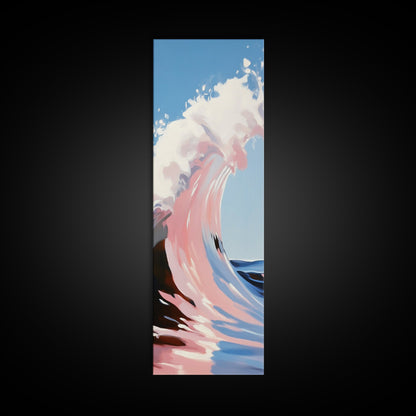 Ocean Wave, Surf Art, Dynamic Seascape, Blue Pink Aesthetic, Beach Lover Gift, Coastal Home Decor, Framed Canvas Print, Modern Wall Art