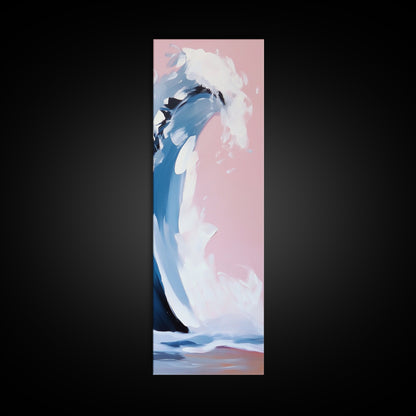 Pink Wave, Surfing Wall Art, Coastal Energy, Abstract Seascape, Ocean Motion, Beach Inspired Framed Canvas Print, Minimalist Home Decor