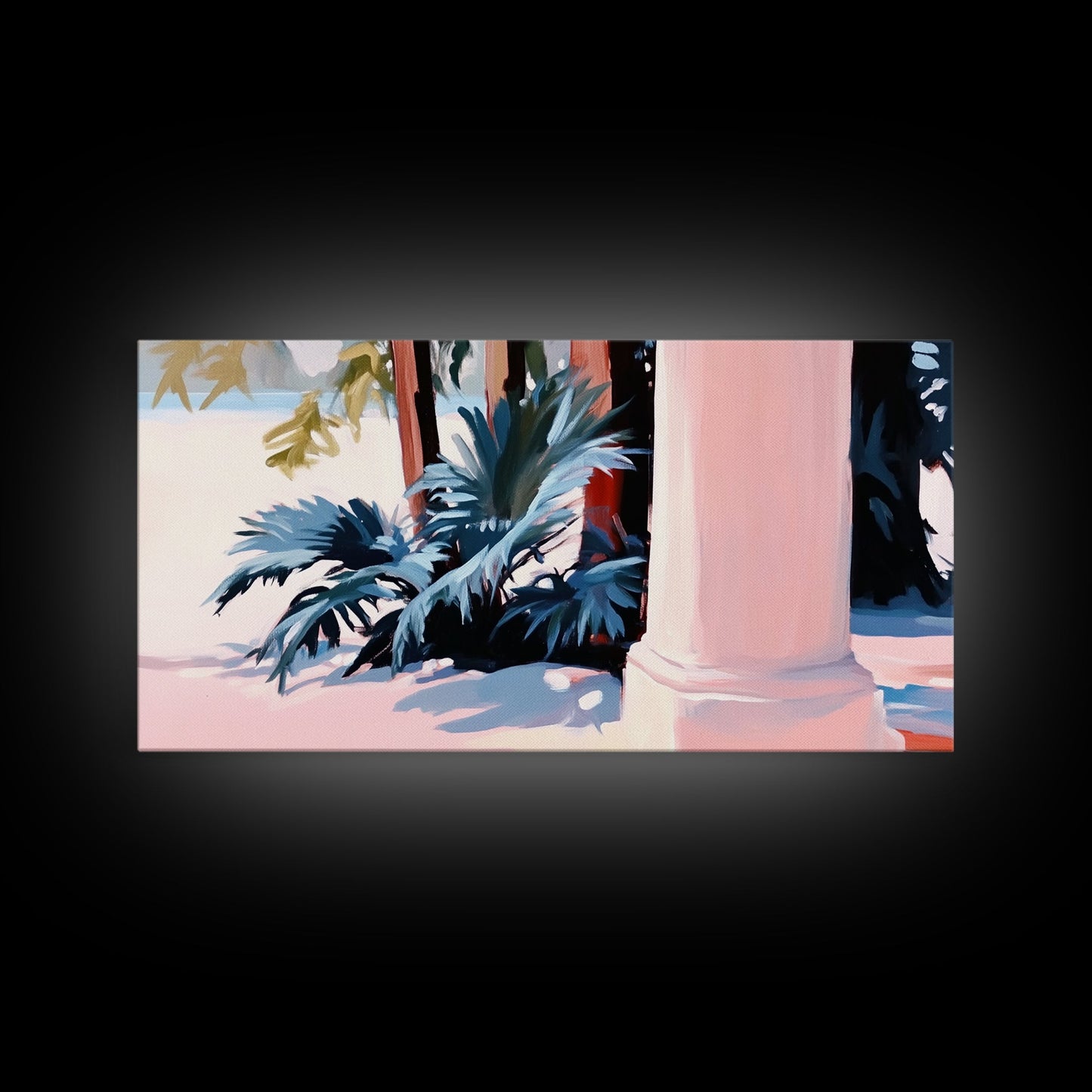 Palm Tree Painting, Coastal Tropical Art, Minimalist Summer Aesthetic, Soft Pastel Beach Decor, Boho Home Wall Art, Canvas Print