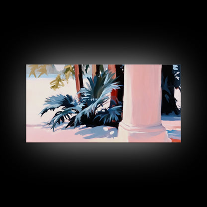 Palm Tree Painting, Coastal Tropical Art, Minimalist Summer Aesthetic, Soft Pastel Beach Decor, Boho Home Wall Art, Canvas Print